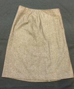UNTITLED アンタイトル　ブラウン プリーツ スカート 綿×ウール　1サイズ