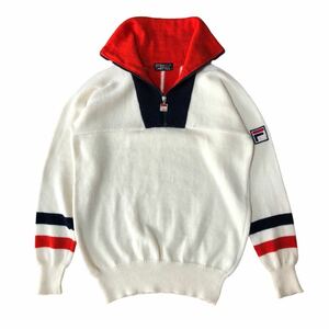 イタリア製 FILA ハイネックニット セーター 48 MADE IN ITALY フィラ ハーフジップ ビンテージ