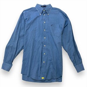 ノーティカ シャツ 長袖 ブルー NAUTICA 古着 メンズ L サイズ16-1/2 VINTAGE OXFORD 胸ポケット ワンポイント ボタンダウン 刺繍ロゴ