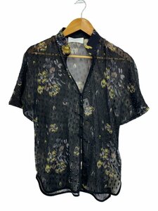 mame kurogouchi◆Flower Print Shirt/半袖ブラウス/1/ブラック/MM19SS-SH021