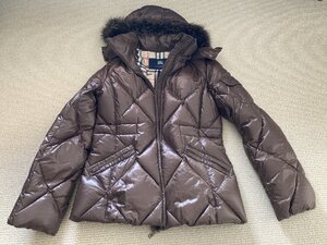 新品同様! BURBERRY バーバリー ロンドン ダウンコート ダウンジャケット ジャンバー ノバチェック ダウン90% サイズ 40 茶 ブラウン