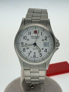 SWISS MILITARY WATCH◆クォーツ腕時計/アナログ/ステンレス/WHT/SLV//