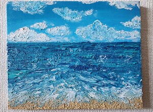 風景画　海　アクリル画　テクスチャーアート　抽象画　印象派　絵画