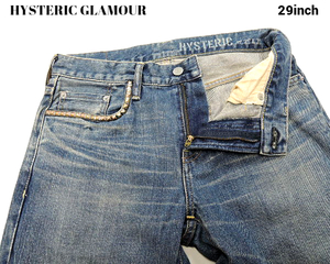 29inch ¥33,000【HYSTERIC GLAMOUR HYS SP加工スリムストレートデニムパンツ 02213AP13 INDIGO ヒステリックグラマー デニムパンツ】