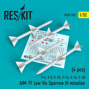 ◆◇RESKIT【RS32-0323】1/32 AIM-7FスパローⅢ ミサイル・ロービジ(F-4, F-5, F-15, F-16, F-14, F-18)（4個入り）◇◆　