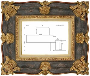 額縁 油彩額縁 油絵額縁 木製フレーム ルイ式角花ニ段 サイズF4号