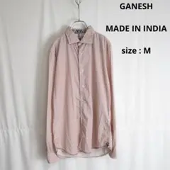 GANESH 総柄 デザイン ワイドカラー コットン シャツ トップス インド製