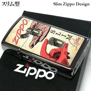 ZIPPO ライター スリム ジッポ おしゃれ ブラックアイス レトロ 黒 ユニーク 可愛い レディース かっこいい メンズ ギフト プレゼント