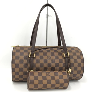 【中古】LOUIS VUITTON パピヨン 30 ハンドバッグ ポーチ付き ダミエ エベヌ N51303