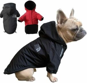 犬 服 犬の服 パーカー ペットウェア 小型犬 服ペット服 ドッグウェア 防寒着 防水 防風 暖かい(サイズ：M　色：黒)