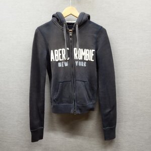 K883 Abercrombie & Fitch アバクロンビー&フィッチ ジップアップ パーカー フロント ロゴ アメカジ 裏起毛 コットン ネイビー S A&F