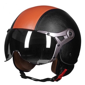 新品 自動車バイクヘルメット ジェットヘルメット インナーバイザー半帽ヘルメット 夏用軽便6色選択可能 黒&オレンジ色