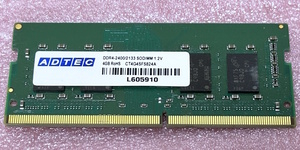 ◆ADTEC CT4G4SFS824A *PC4-19200/DDR4-2400 Micronチップ 260Pin DDR4 SO-DIMM 4GB 動作品