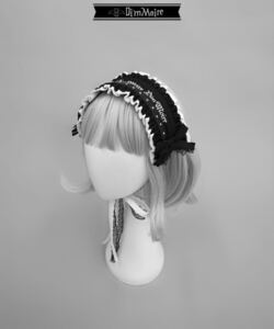 DimMoire フリル×スタッズ ヘッドドレス Black White レフレム