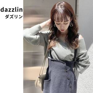 dazzlin ダズリン Vリブネックニットトップス グリーン