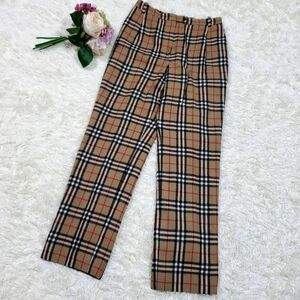 美品 XL バーバリー ウール100 ノバチェック パンツ ベージュ 42 大きいサイズ BURBERRY ボトムス ズボン 羊毛 ノヴァチェック