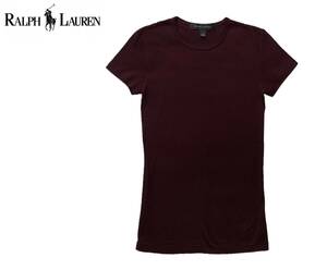 【1000円～】★美品 正規 USA製 RALPH LAUREN ラルフローレン コットン 半袖Tシャツ ボルドー S