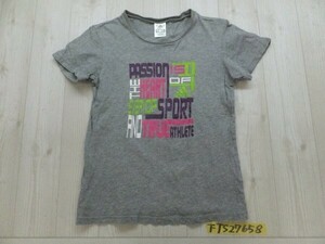 ADIDAS アディダス レディース ロゴプリント 半袖Tシャツ M 杢グレー