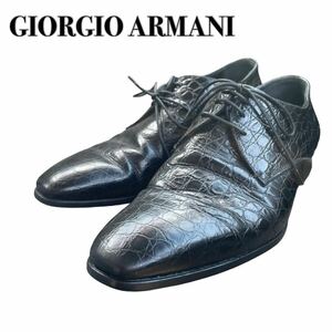 GIORGIO ARMANIジョルジオアルマーニ クロコレザー 革靴 黒ブラック 6 25cm ビジネス