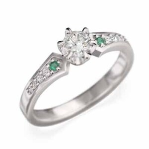 婚約指輪 エメラルド 天然ダイヤモンド 5月の誕生石 白金（プラチナ）900