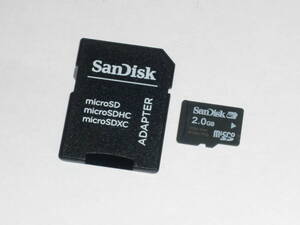 動作保証！送料無料！SanDisk microSD SDカード 2GB SDアダプター付　②