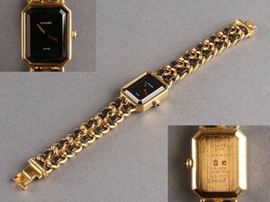 【K】シャネル CHANEL 腕時計 PLAQUE G20 M クォーツ式 ブラック系×ゴールド 49g e676