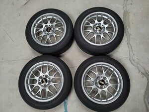 BBS RG-R RG710H タイヤ付　鍛造ホイール 中古4本セット17×7J+42 5H 114.3 205/55R17 ノア　ヴォクシー　エスクァイア　プリウスα等