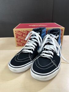 〇 大阪 直接引取可 和泉市 羽曳野市 VANS バンズ ハイカット スニーカー 水色 黒　サイズ24.5cm 箱付き