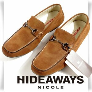 新品1円～★定価1.5万 ハイダウェイ ニコル HIDEAWAYS NICOLE メンズ ドライビングビットシューズ 25.5cm モカブラウン ◆5717◆