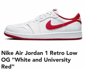 新品未使用 Nike Air Jordan 1 Retro Low OG White and University Red ナイキ エアジョーダン1 レトロ ロー OG US10(28.0cm) 