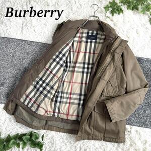 Burberry　バーバリーロンドン　ミリタリージャケット　ライナー付　ノバチェック　L カーキ　ワークジャケット　2WAY