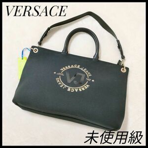 VERSACE　ヴェルサーチ　ハンドバック　ビジネスバック　ショルダーバック　黒 トートバック　レザー　ブラック　男女兼用　ユニセックス