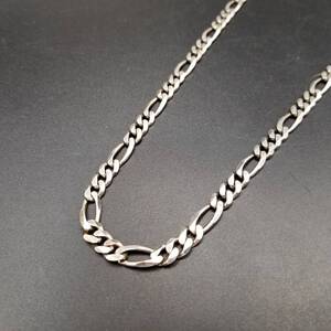 イタリア ヴィンテージ フィガロチェーン 925 シルバー ネックレス クラシック 銀細工 ロングタイプ 41ｇ Figaro Chain Y8-H