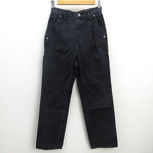 G■ユナイテッドアローズ/UNITED ARROWS GLR ウエスト タック デニムパンツ/3614-199-2279【38】黒/LADIES/66【中古】■