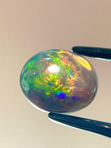 【4.1カラット】ブラックオパール/エチオピア産/11x14 mm/オーバル型 ルース 遊色 裸石 opal