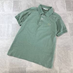 良品 80s CHEMISE LACOSTE シュミーズ ラコステ 鹿の子 フレンチタイプ 半袖 ポロシャツ メンズ サイズ 2 グリーン