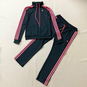 ★adidas アディダス ジャージ セットアップ 上下 アウター パンツ ボトムス レディース サイズM ブラック ピンク 3ストライプ 0.6kg★