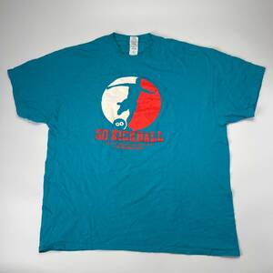 XL バックロゴ ビッグサイズ GILDAN ギルダン Tシャツ ブルー GO KICKBALL USA古着 古着卸 リユース ultramto