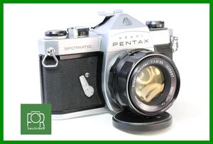 【同梱歓迎】実用■PENTAX SPOTMATIC ボディ+Super-Takumar 55mm F1.8 M42■■シャッター全速完動・露出計不良■AJ192