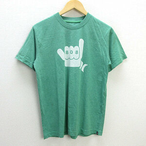 G■ハーレー/Hurley プリントTシャツ【S】緑/men