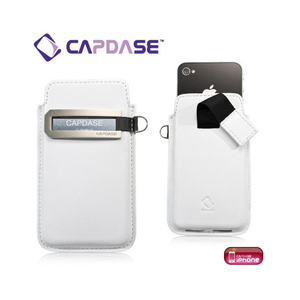 即決・送料込) CAPDASE iPhone 4S/4 スマートポケット レザーケース コールID ホワイト／グレー