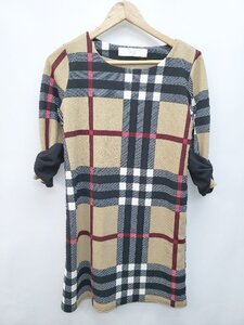 ◇ tocco closet トッコ クローゼット 総柄 クルーネック 長袖 ミニ丈 ワンピース 表記なし ブラック マルチ レディース P