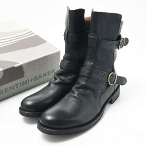 MG3792△伊製*FIORENTINI+BAKER フィオレンティーニ ベイカー*713-W*レザー*エンジニアブーツ*ミドルブーツ*ブラック*Size42/約25.5-26.0cm