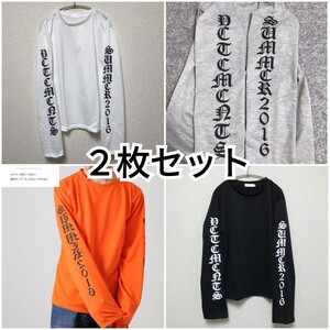 残りわずか　新品 2枚セット コットン 英字 袖ロゴ ロングTシャツ 長袖 オーバーサイズ 男女兼用 選べる 大人気　即購入OK　【値下げ不可】