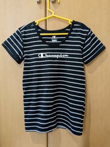 Champion　チャンピオン　doubleＤＲＹ　黒/グレーボーダー　Tシャツ