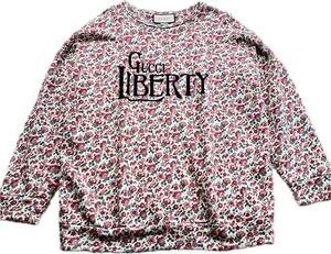 【極美品】GUCCI LIBERTY グッチ リバティー 現行タグ ボックスタグ フラワー 花柄 コットン スウェット L ロゴプリント ユニセックス