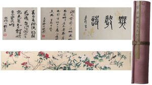 【安】中国近代画家「謝稚柳書」紙本「花鳥図手巻」巻き物 中国画 墨寶妙品 中国書道 古美味 古美術 314