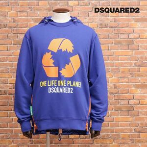 秋冬/DSQUARED2/Mサイズ/イタリー製パーカー S78GU0066 ロゴ プリント 撥水切替 ストリート サスティナブル 新品/紫/パープル/jd275/