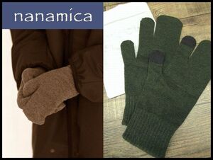 送無 新品 定価13,200円 nanamica ナナミカ 22AW SUKF260 TECH GLOVES 光電子 カシミヤ混 ニット グローブ 手袋 テックグローブ カーキ ③