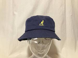 KANGOL Washed Bucket カンゴール ウォッシュドバケット つば付き帽子/ハット 紺/イエロー LARGE 中古品